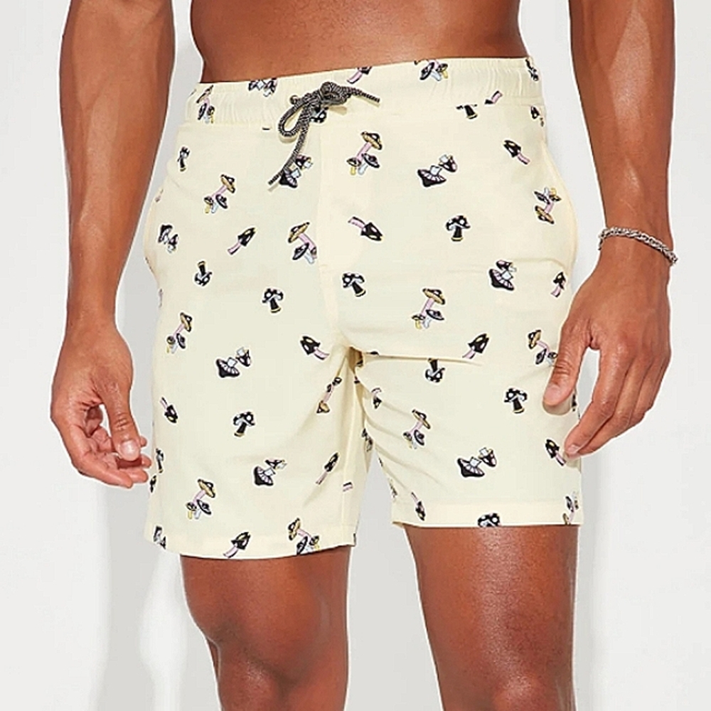 NEW Swim Mushroom Yellow Trunks Shorts Men's Size Large XL Fresh Prints Drill